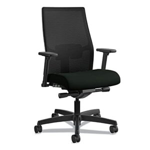 hon ignition 2.0 mesh/vinyl mid-back task chair, adjustable arms, black (hon12m2amlu10tk) (honi2m2amlu10tk)