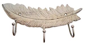 large feather cast iron wall hook, 5 3/4 inch