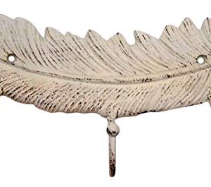 Large Feather Cast Iron Wall Hook, 5 3/4 Inch