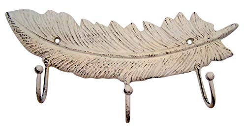 Large Feather Cast Iron Wall Hook, 5 3/4 Inch