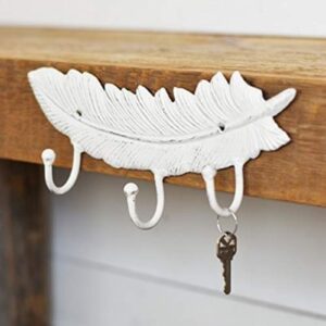 Large Feather Cast Iron Wall Hook, 5 3/4 Inch