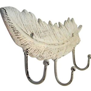 Large Feather Cast Iron Wall Hook, 5 3/4 Inch