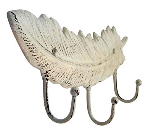 Large Feather Cast Iron Wall Hook, 5 3/4 Inch