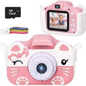 Xinbeiya Kids Digital Camera, Birthday Toy Gifts for Girls Boys Age 2-10, Children Cameras for Toddler with 1080P Video，Portable and Rechargeable Toy Camera for Girls or Boys (Pink)