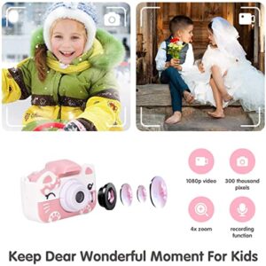 Xinbeiya Kids Digital Camera, Birthday Toy Gifts for Girls Boys Age 2-10, Children Cameras for Toddler with 1080P Video，Portable and Rechargeable Toy Camera for Girls or Boys (Pink)