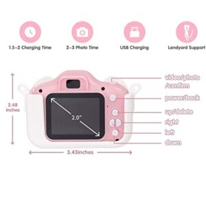 Xinbeiya Kids Digital Camera, Birthday Toy Gifts for Girls Boys Age 2-10, Children Cameras for Toddler with 1080P Video，Portable and Rechargeable Toy Camera for Girls or Boys (Pink)