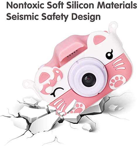 Xinbeiya Kids Digital Camera, Birthday Toy Gifts for Girls Boys Age 2-10, Children Cameras for Toddler with 1080P Video，Portable and Rechargeable Toy Camera for Girls or Boys (Pink)