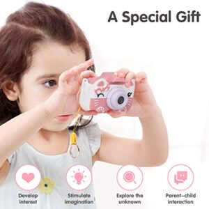 Xinbeiya Kids Digital Camera, Birthday Toy Gifts for Girls Boys Age 2-10, Children Cameras for Toddler with 1080P Video，Portable and Rechargeable Toy Camera for Girls or Boys (Pink)