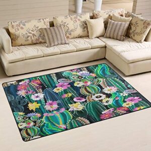 alaza home decor blooming cactus cacti succulents area rug carpet, rugs floor carpet mat living room carpet for girl's room home indoor decor 3'x5'