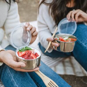 U-Konserve Stainless Steel Nesting Trio Food Containers with Silicone Lids, Leak Proof & Dishwasher Safe (Set of 3: 5/9/16 oz)