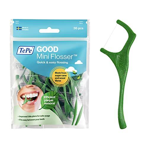 TEPE Good Mini Flosser, Dental Floss Picks, Tooth Floss Sticks, Dental Pick Flossers for Unflavored, Adults, 36 Pack