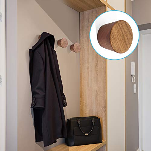 6 Pieces Wooden Coat Hooks Wall Mounted Single Cone Wood Hook Rustic Wall Coat Rack for Living Room Hanging Coats, Hats, Bags
