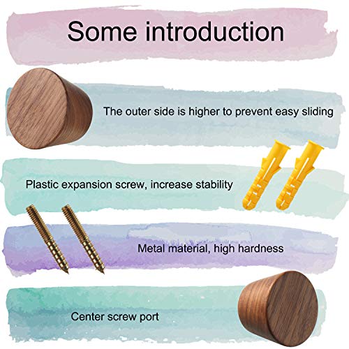 6 Pieces Wooden Coat Hooks Wall Mounted Single Cone Wood Hook Rustic Wall Coat Rack for Living Room Hanging Coats, Hats, Bags