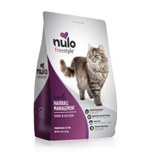 nulo freestyle cat & kitten food, for hairball management, premium grain-free dry small bite kibble, all natural animal protein recipe with bc30 probiotic for digestive health support