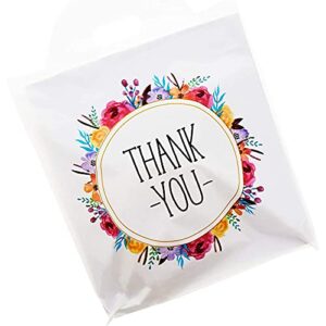 Thank You Gift Bags with Handles, Floral Wreath Design (12 x 13 in, 100 Pack)