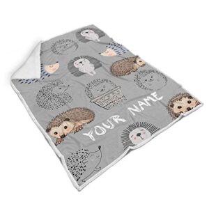 VOTANTA Personalized Cute Hedgehog Fleece Blanket Hedgehog Lovers Blanket for Kids Boy Adult Perfect for Bedtime Bedding Gift - BK38 (60"x80" Adult)