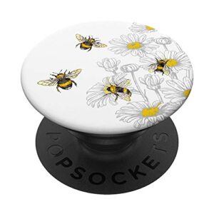 bumble bee. honey bees. bee lover gift. daisy. flower. popsockets popgrip: swappable grip for phones & tablets