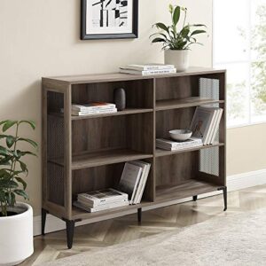 home accent furnishings 52" mesh side industrial bookshelf - grey wash
