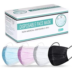 tomorotec disposable face masks (pack of 50, assorted 4 colors)
