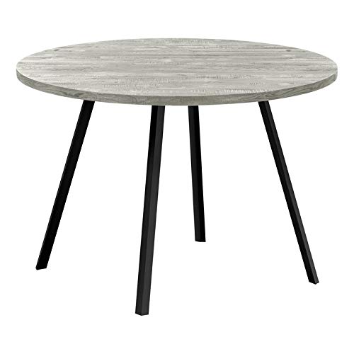 Monarch Specialties 1151 Table, 48" Round, Small, Kitchen, Dining Room, Metal, Laminate, Grey, Black, Contemporary, Modern Table-48 Dia Reclaimed Wood, 47.25" L x 47.25" W x 29.5" H