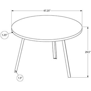 Monarch Specialties 1151 Table, 48" Round, Small, Kitchen, Dining Room, Metal, Laminate, Grey, Black, Contemporary, Modern Table-48 Dia Reclaimed Wood, 47.25" L x 47.25" W x 29.5" H