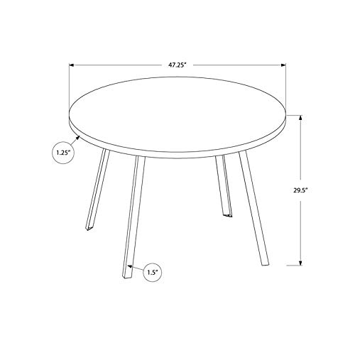 Monarch Specialties 1151 Table, 48" Round, Small, Kitchen, Dining Room, Metal, Laminate, Grey, Black, Contemporary, Modern Table-48 Dia Reclaimed Wood, 47.25" L x 47.25" W x 29.5" H