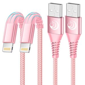 iphone charger 6ft 2pack apple mfi certified lightning cable fast charging nylon braided phone charger iphone charging cord compatible with iphone 14 13 12 11 pro xr xs max 10 8 7plus 6 se -pink