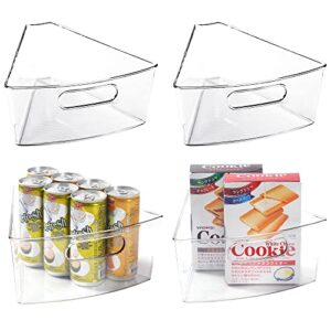 leeden lazy susan cabinet organizer, bpa free containers, durable plastic transparent storage bins for kitchen corners & 26"-28" diameter lazy susans, 1/8 wedge, 4 packs