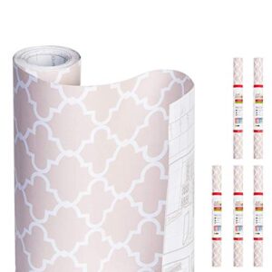 smart design adhesive shelf liner - 18 inch x 120 feet total (set of 6 rolls) - drawer cabinet paper - kitchen - chantilly blush