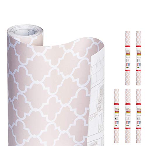 Smart Design Adhesive Shelf Liner - 18 Inch x 120 Feet Total (Set of 6 Rolls) - Drawer Cabinet Paper - Kitchen - Chantilly Blush