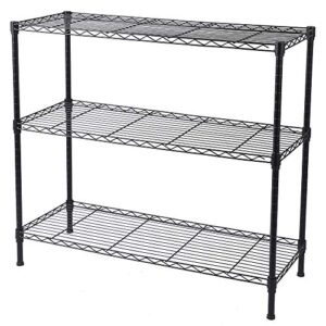 soso-bantian1989 metal standing shelf units, 36" w x 14" d x 32" h expandable/adjustable steel wire shelving large storage rack organizer (3-tiers, black)