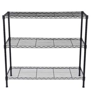 SoSo-BanTian1989 Metal Standing Shelf Units, 36" W x 14" D x 32" H Expandable/Adjustable Steel Wire Shelving Large Storage Rack Organizer (3-Tiers, Black)