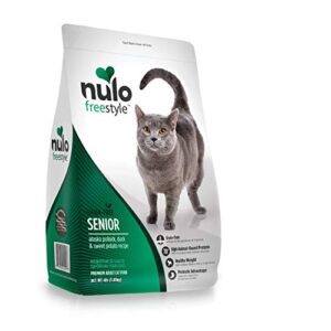 nulo freestyle senior dry cat food, premium natural grain-free cat kibble with antioxidants for immune support and high animal-based protein,alaska pollock, 4 pounds