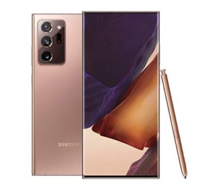 samsung galaxy note 20 ultra 5g cell phone, factory unlocked android smartphone, 128gb, s pen included, mobile gaming, 6.9” infinity-o display screen, long battery life, us version, mystic bronze