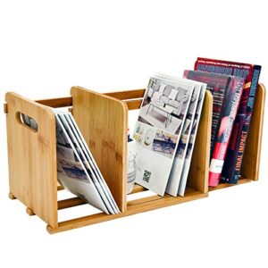 welland bamboo desktop bookshelf small book rack adjustable desk storage organizer