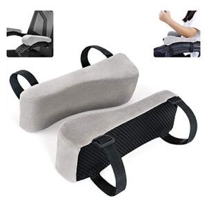 bokemar memory foam arm rest office chair armrest pads and elevated sloped armrest - universal cushion covers for armrest and elbow relief (2 pad set) gray