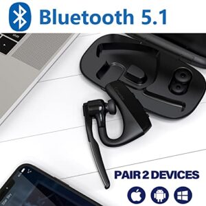 CONAMBO Bluetooth Headset V5.1, 16 Hrs HD Talktime CVC8.0 Dual Mic Noise Cancelling Hands Free Bluetooth Earpiece for Cell Phone iPhone Android Driving Business Office