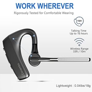 CONAMBO Bluetooth Headset V5.1, 16 Hrs HD Talktime CVC8.0 Dual Mic Noise Cancelling Hands Free Bluetooth Earpiece for Cell Phone iPhone Android Driving Business Office