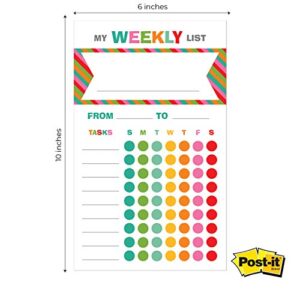 Bright Cheerful Weekly Chore Chart / 6" x 10" Sticky Note Fill-in Task List/Homeschool Task Assignment List