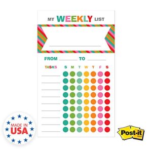 Bright Cheerful Weekly Chore Chart / 6" x 10" Sticky Note Fill-in Task List/Homeschool Task Assignment List