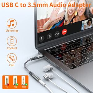 USB Type C to 3.5mm Female Headphone Jack Adapter,USB C to Aux Audio Dongle Cable Cord Compatible with Samsung Galaxy S23 S23+ S22 S21 S20 Ultra Note 20 10 S10 S9 Plus,Pixel 4 3 2 XL,iPad Pro,MacBook