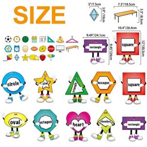 32 Pieces Shapes Bulletin Board Set for Classroom, Shapes Classroom boarders Shapes Posters Cutouts with 80 Pieces Adhesive Glue Point Dots for Toddler Preschool Classroom Learning Decorations