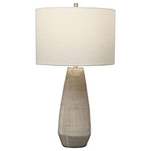 uttermost volterra crackled taupe-gray ceramic table lamp