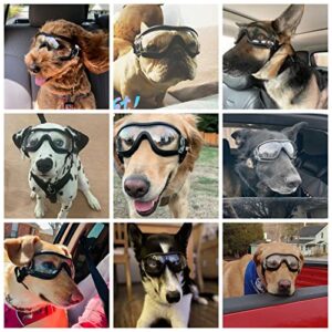 NAMSAN Dog Sunglasses Medium to Large Dog UV Transparent Goggles Windproof Anti-Dust Snowproof Pet Glasses with Elastic Straps, Clear