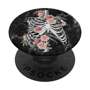 human anatomy skeleton ribcage with roses popsockets swappable popgrip