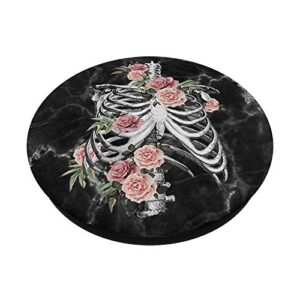 Human anatomy Skeleton ribcage with roses PopSockets Swappable PopGrip