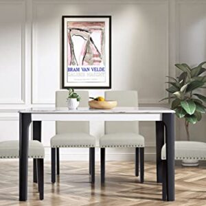 Giantex Set of 4 Upholstered Dining Chairs, with Wood Legs, Padded Seat, Fabric Parsons Chair for Dining Room. Kitchen, Beige