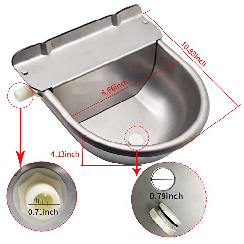 Automatic Horse Waterer Upgraded Livestock Water Bowl Stainless Steel Trough for Cattle Cow Pig Sheep Pet Dog