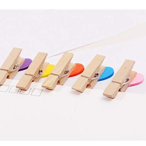 UUYYEO 50 Pieces Mini Heart Wooden Clips Clothespins Photo Paper Peg Pin Craft Decoration Clips Mix Color