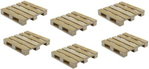 creative hobbies 6-pack mini wood pallet coasters for beverages, hot and cold drinks, mini building blocks stacking, diy crafts, 4" x 4" x 11/16"